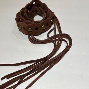 Brown Leather suede Studded Wrap Bohemian Belt 30-40”
